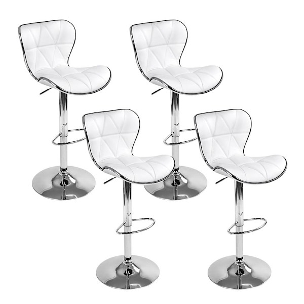 4x Bar Stools Gas Lift Leather Seat White62865820952065111