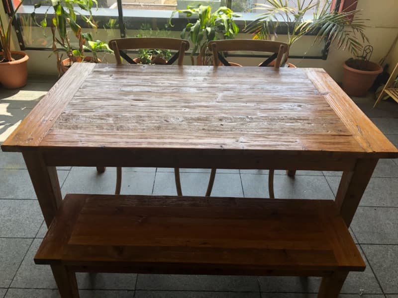 second hand rustic dining table and chairs