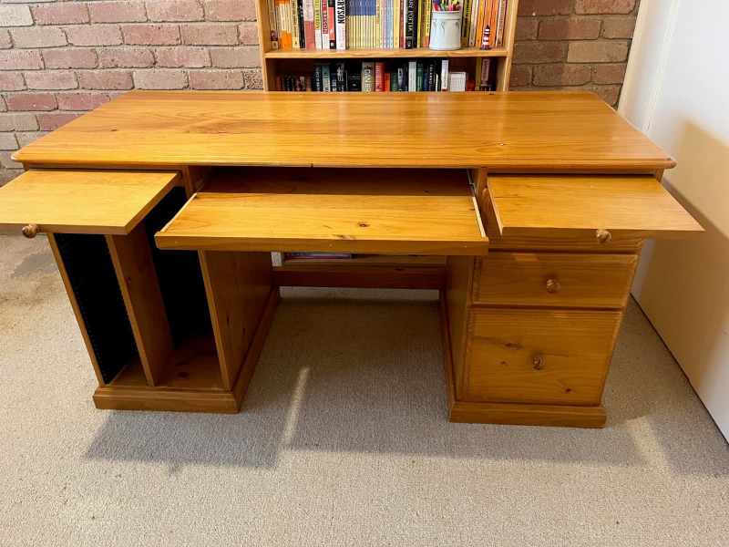 honey pine computer desk