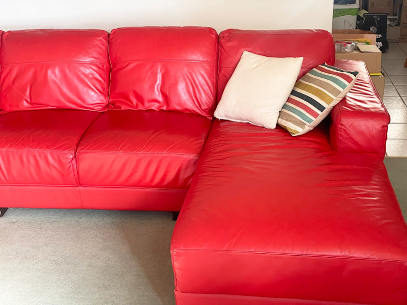 Red leather modular lounge suite62863408393474113