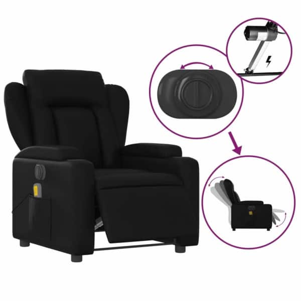 Electric Massage Recliner Chair Black Faux Leather62863381515394113