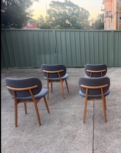 Icon By Design x 4 Olivia Chair grey fabric American Oak dining chairs62863380616707111