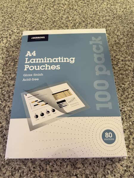 J.Burrows A4 Laminating Pouches Gloss 100 Pack