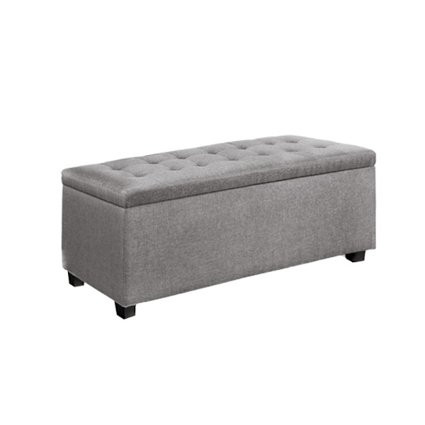 Storage Ottoman Blanket Box 97cm Linen Light Grey62863377993859111