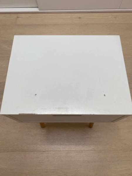 Bedside Table white pdf with one drawer and pine legs62863383540482111
