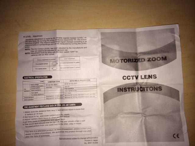 Avenir SSL06060M Telephoto CCTV Motorised Zoom Focus Iris Lens63008656468993113