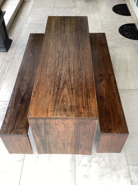 BALINESE DINING TABLE & BENCH CHAIRS (USE OUTDOOR OR INDOOR)62863384276867112