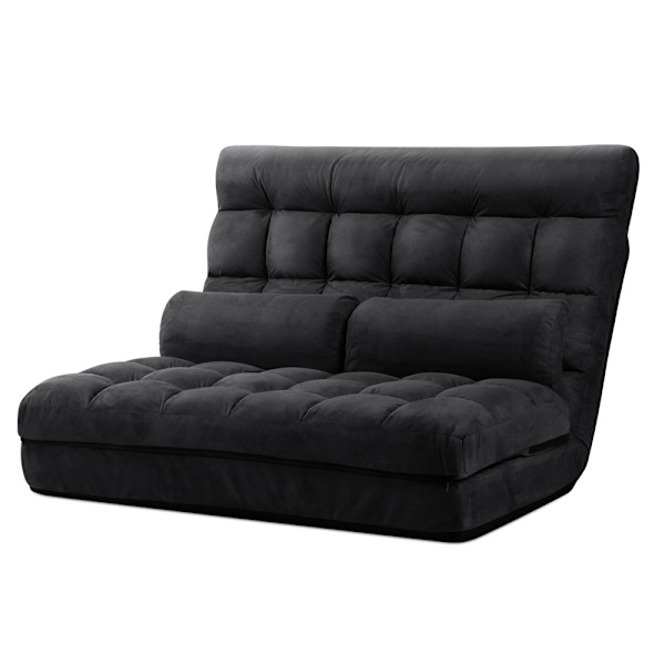 Lounge Sofa Bed 2-seater Charcoal Suede62863381346049112