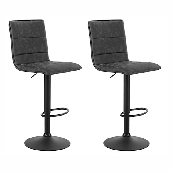 2x Bar Stools Gas Lift Vintage Leather Grey62863407057153113