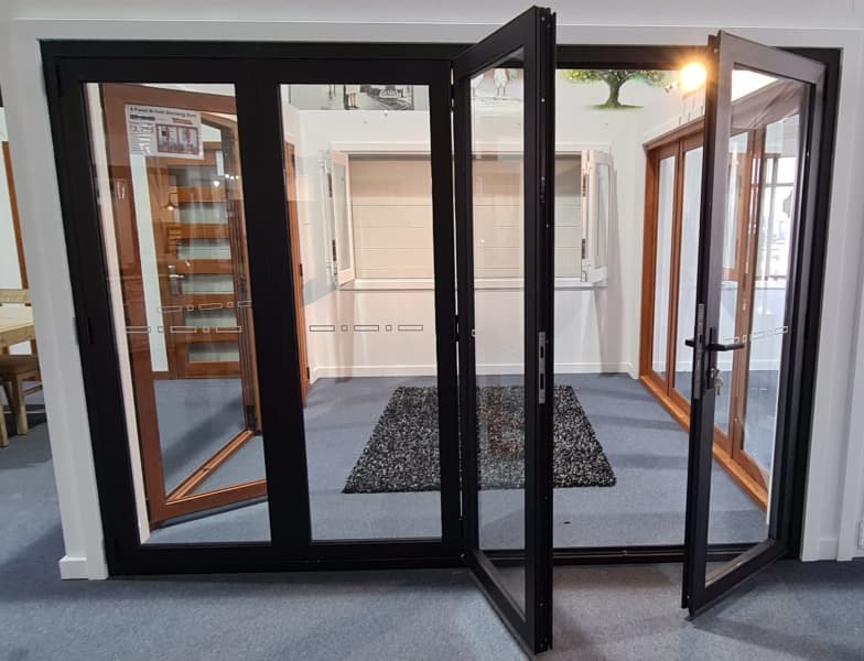 Aluminium 4 Panel Bi Fold Stacking Door - Black, White, Timber Effect63011558872577111