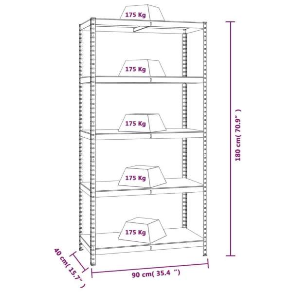 5-Layer Shelves 4 pcs Silver Steel&Engineered Wood62866849346434112