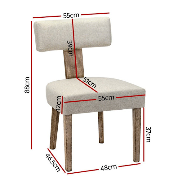 Dining Chairs Set of 4 Linen Fabric Wooden Beige62863839201409111