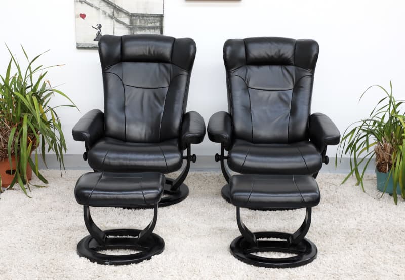 genuine leather recliner with ottoman