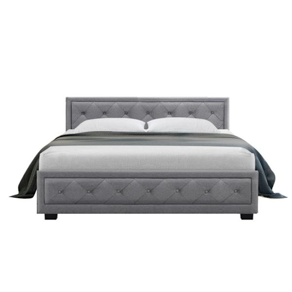 ELVA Luxury Bed Frame with Gas Lift Storage & Tufted Headboard - Queen62863408249985111