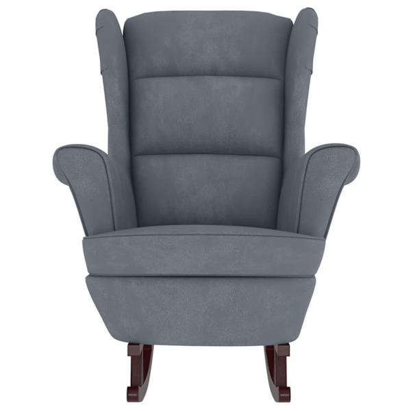 Rocking Chair with Solid Wood Rubber Legs Dark Grey Velvet....62863384865154113