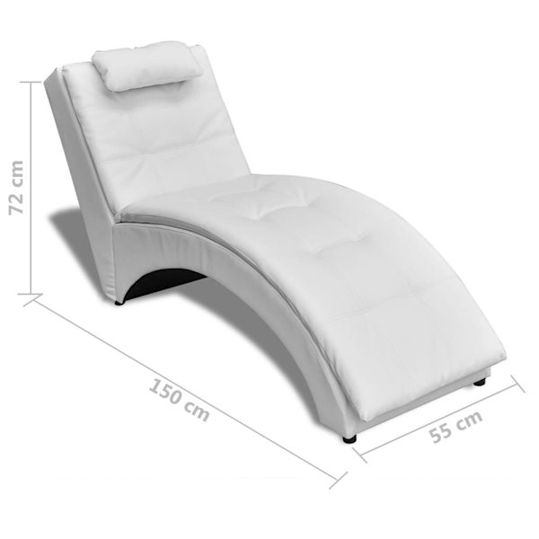 Chaise Longue with Pillow White Faux Leather...62863413089667114