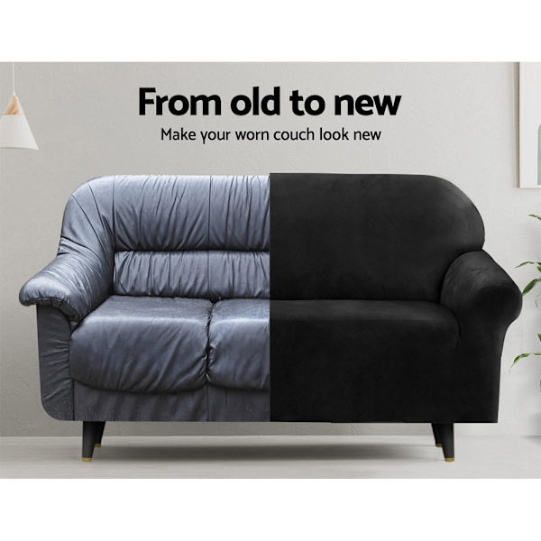 Sofa Cover Couch Covers 2 Seater Velvet Black62866849160195113