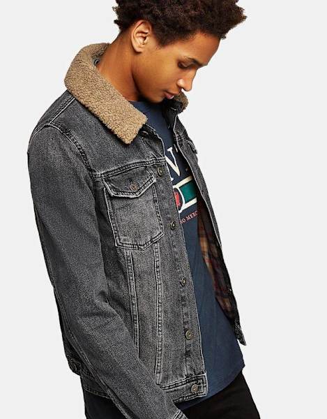 long borg denim jacket