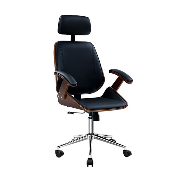 Wooden Office Chair Leather Seat Black62863409242627113
