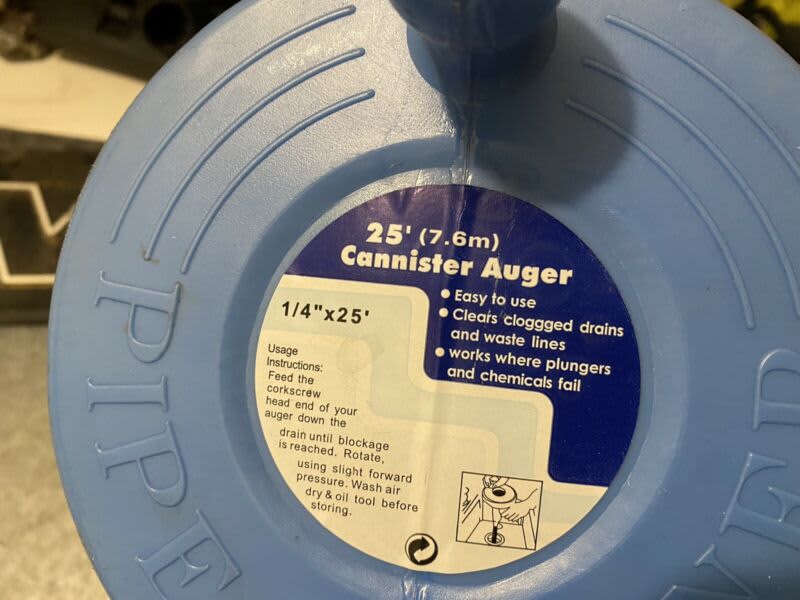 Pipe cleaner / 25 inch / Canister Auger / cleaning clogged drains63440339747713112
