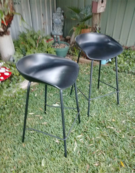 Two Black Metal and Plastic Stools 62863407900931111