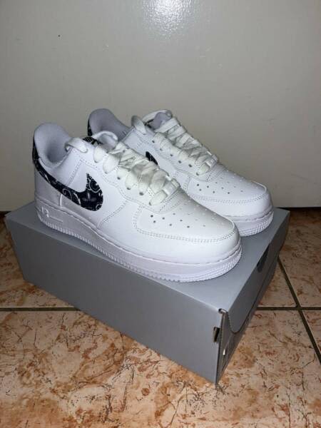 Nike Air Force 1 Low '07 Essential White Worn Blue Paisley (W), 7 / 8.5W / New
