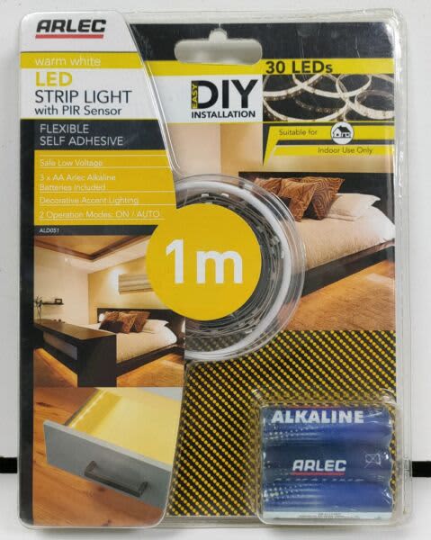 arlec battery operated led strip light with sensor