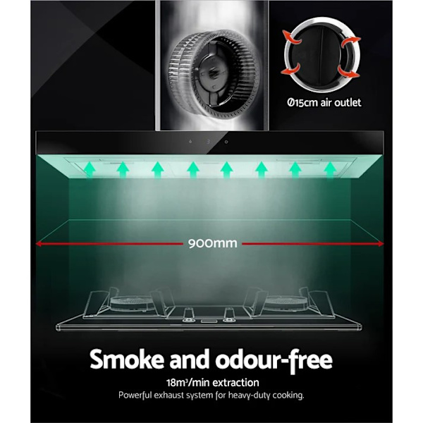 Range Hood 900mm Rangehood 90cm Stainless Steel Glass Kitchen Canopy63016484139778114