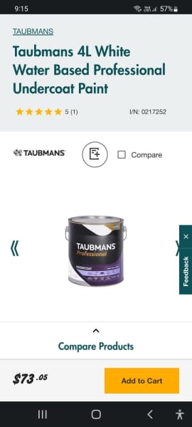 Taubmans Professional Undercoat 4L For Interior/Exterior Fresh & Seale63439478949122112
