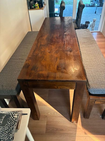Dining Table and 2 Bench seats with Cushions 200cmx60cm $500 macgregor62863406424578119
