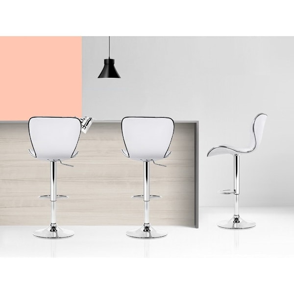 4x Bar Stools Gas Lift Leather Seat White62865820952065112