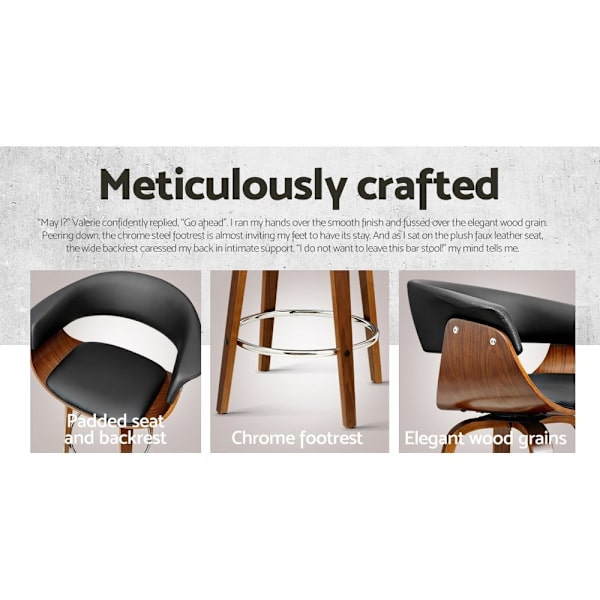 4x Bar Stools Swivel PU Seat Wooden62863410471939113