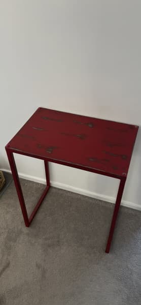 New Deep Red Solid Metal Industrial Side Table62863410412801113