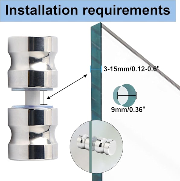 Aluminium Alloy Shower Door Handles  Double-Sided Knobs for Bathroom63004493600257113
