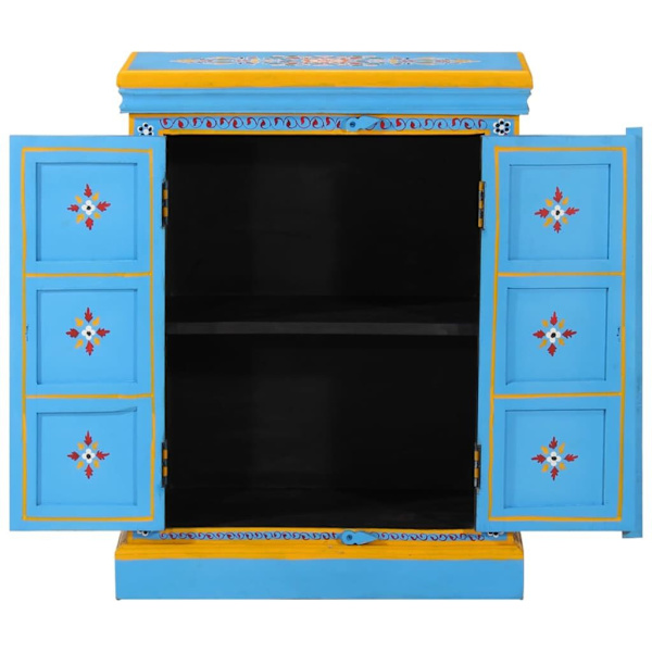 Sideboard Solid Mango Wood Turquoise Hand Painted62863408128258114
