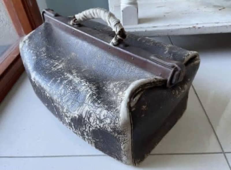 Vintage French Bag Gladstone Bag Doctors Bag Train Case 