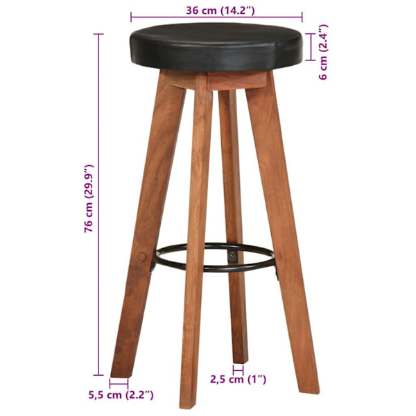 Bar Stools 2 pcs Real Leather and Solid Wood Acacia62865820867843113