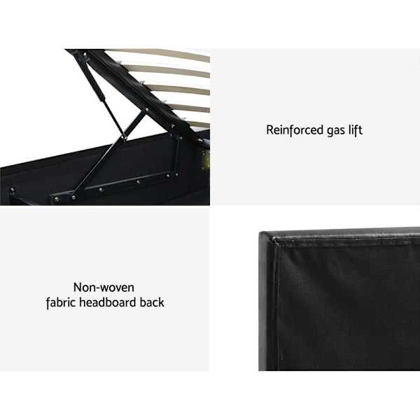 HILDA Stylish Bed Frame with Gas Lift Storage & LED Lights - King Sing62863374593795114