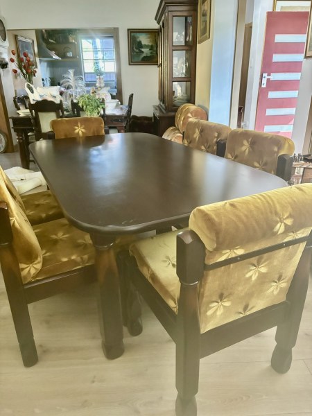 Vintage gold velvet 6 chairs dinning table set , can deliver 63437625035650113