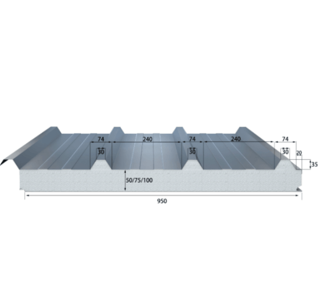 75mm Z Lock Insulated Roof Panel in Monument Color63010590280067112