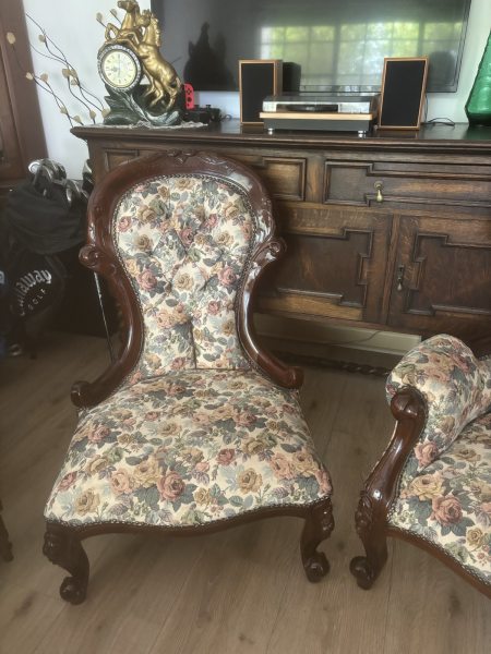 Antique grandfather/grandmother grand chairs in immaculate condition 62863412482563111