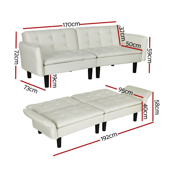 Sofa Bed 3 Seater Tufted Faux Linen Beige62863378132225113