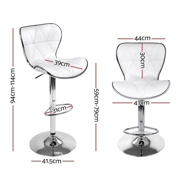 4x Bar Stools Gas Lift Leather Seat White62865820952065113