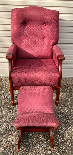 Chair & Foot Stool - Vintage Wingback with Rosewood Veneer62929669512321111
