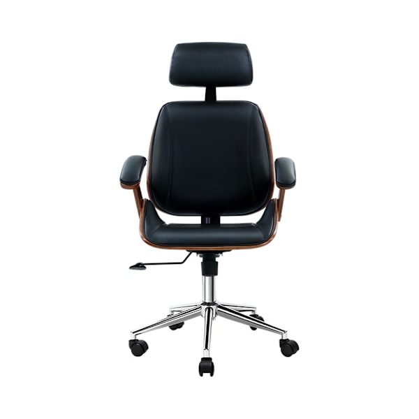 Wooden Office Chair Leather Seat Black62863409242627112