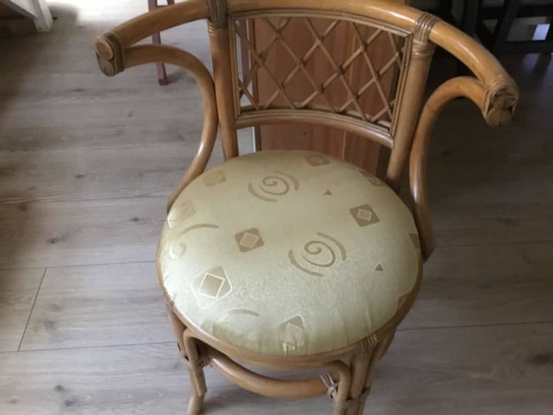 Cane dinning set with brand new upholstery,also can sell separately 62863384511107113