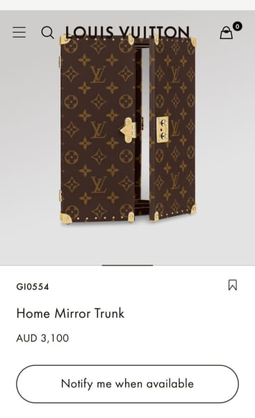 2022 Authentic Louis Vuitton Monogram Home Mirror Trunk Dust Bag