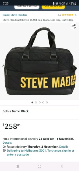 Steve Madden BHONEY Duffel Bag (Black)