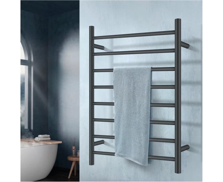 8 Bars Heated Towel Rail Electric Towel Rack Wall Mounted Black630086567823381122
