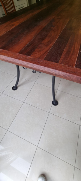 Large dining Table with hardwood timber top and steel legs62865820777345112
